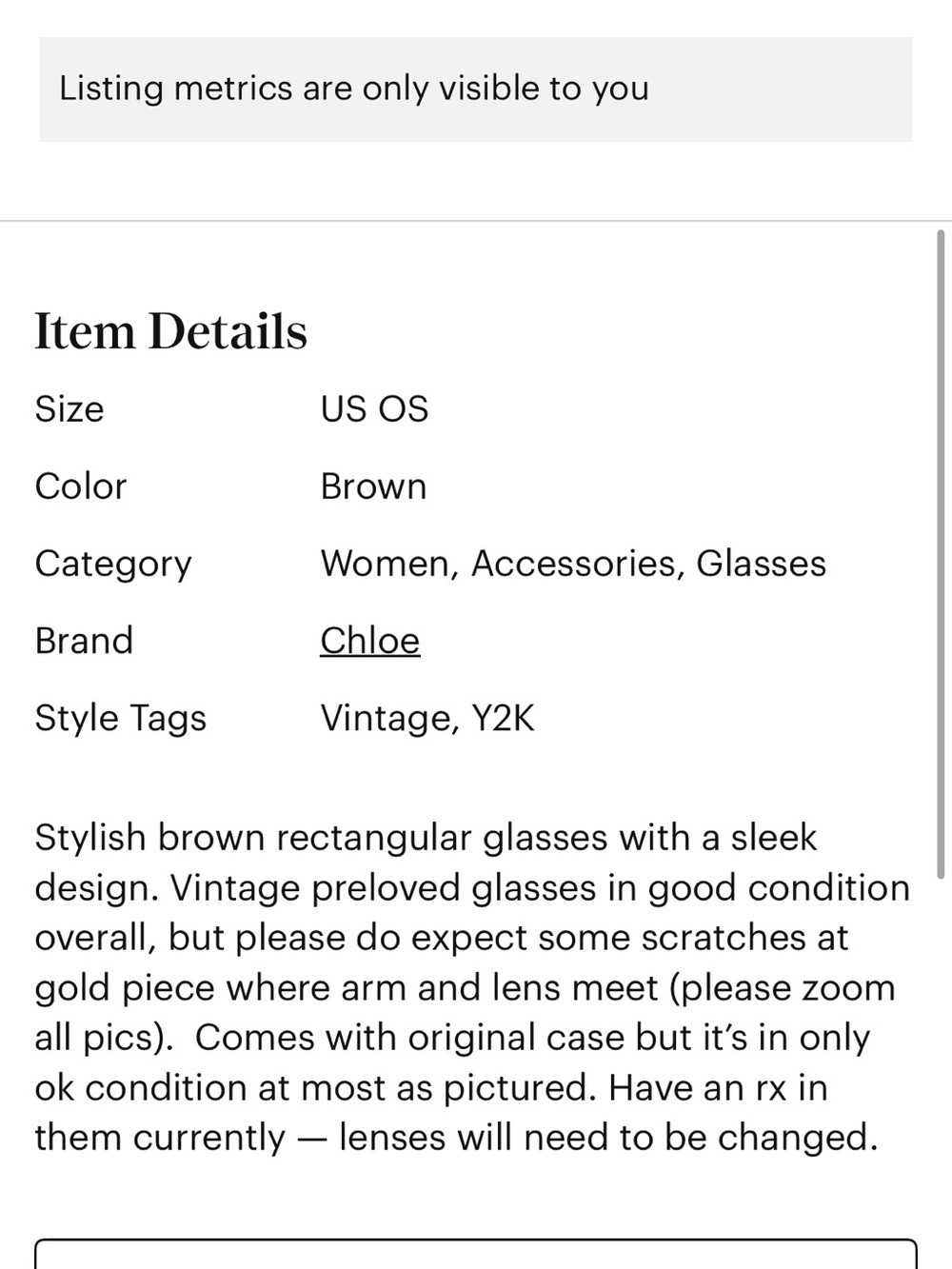 Chloe Vintage Classic Brown Rectangular Glasses - Picture 15 of 15